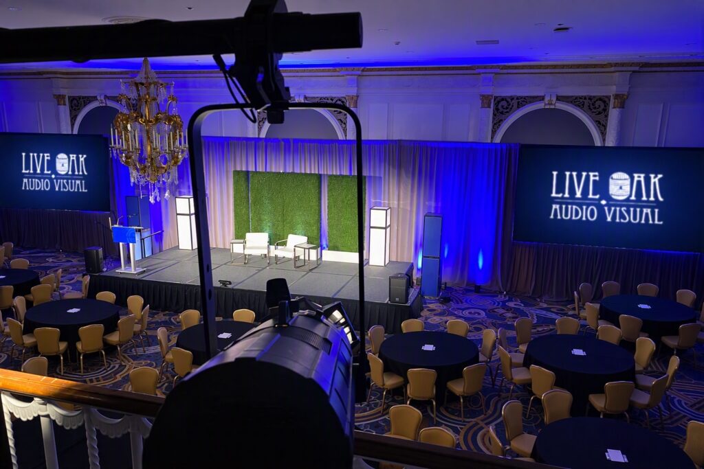 A photo from a local event that Live Oak AV partnered with an outside production partner with