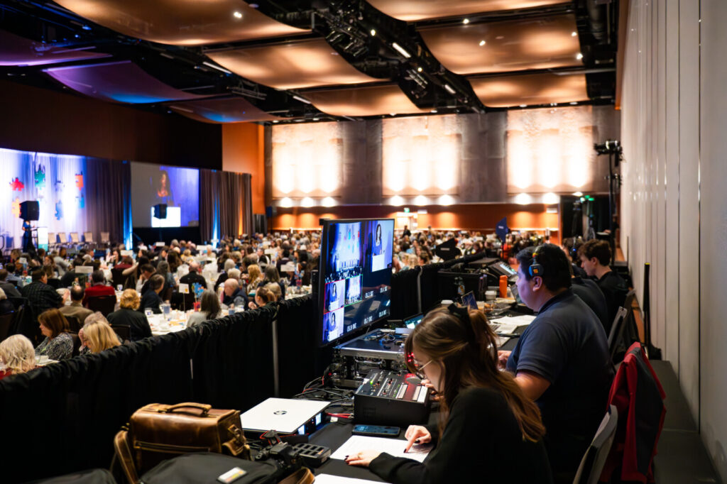 Image of Live Oak AV production team at a fundraiser held in Seattle.