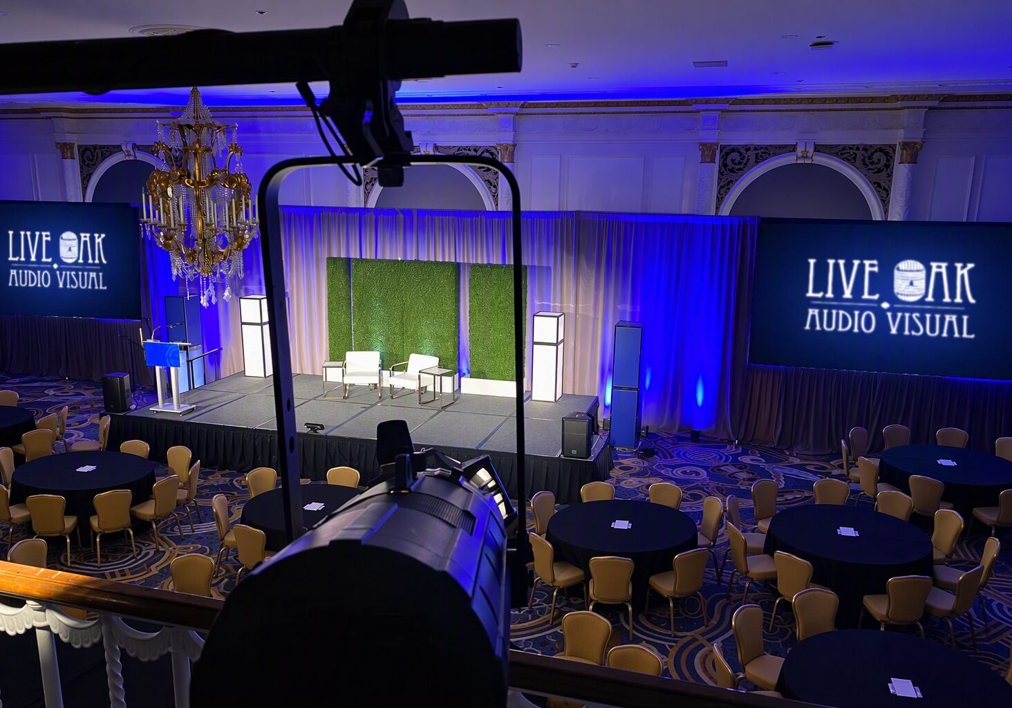 A photo from a local event that Live Oak AV partnered with an outside production partner with