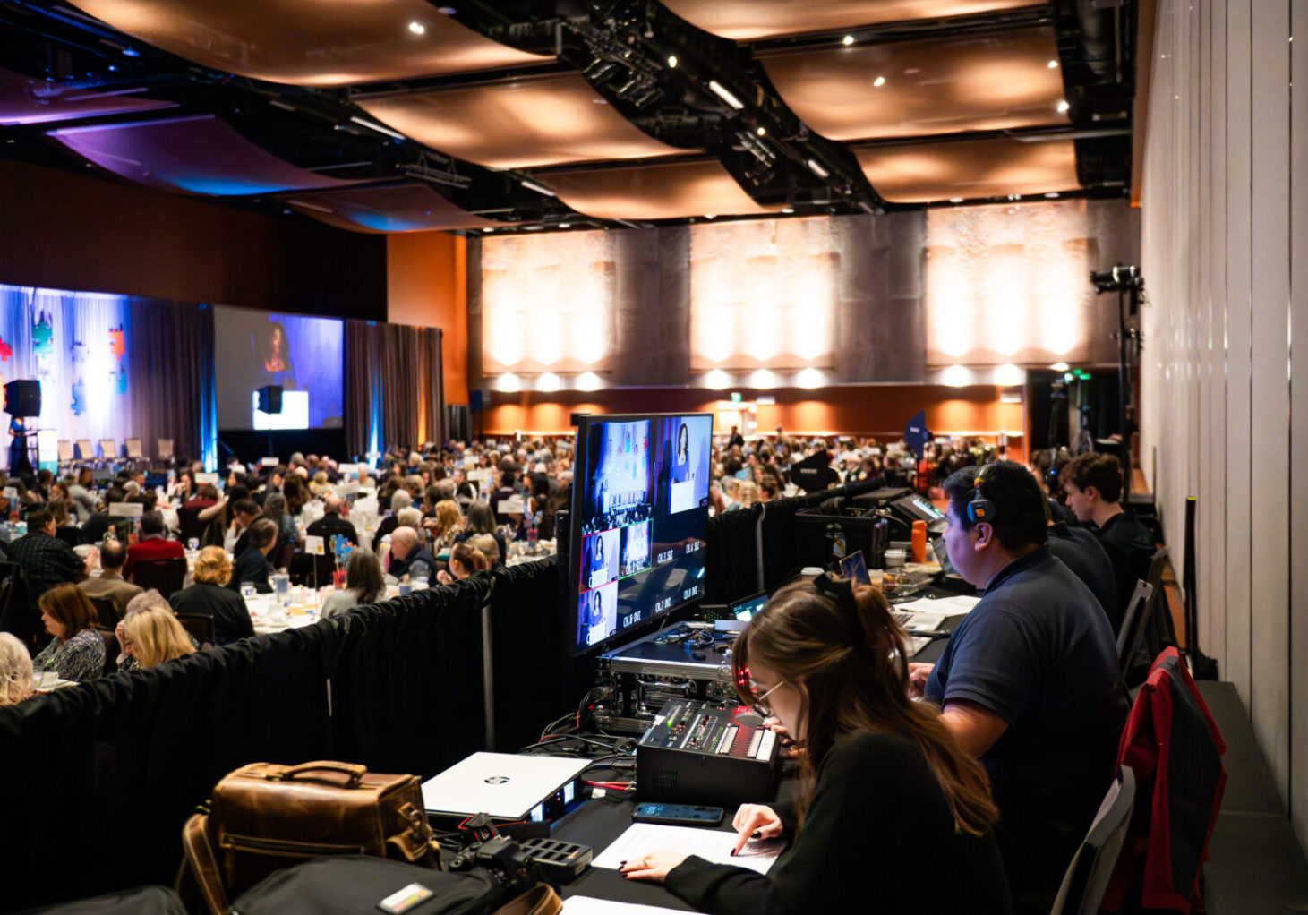 Image of Live Oak AV production team at a fundraiser held in Seattle.